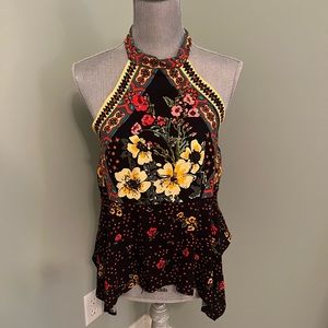 Free People Apron-style Floral Print Tank Top